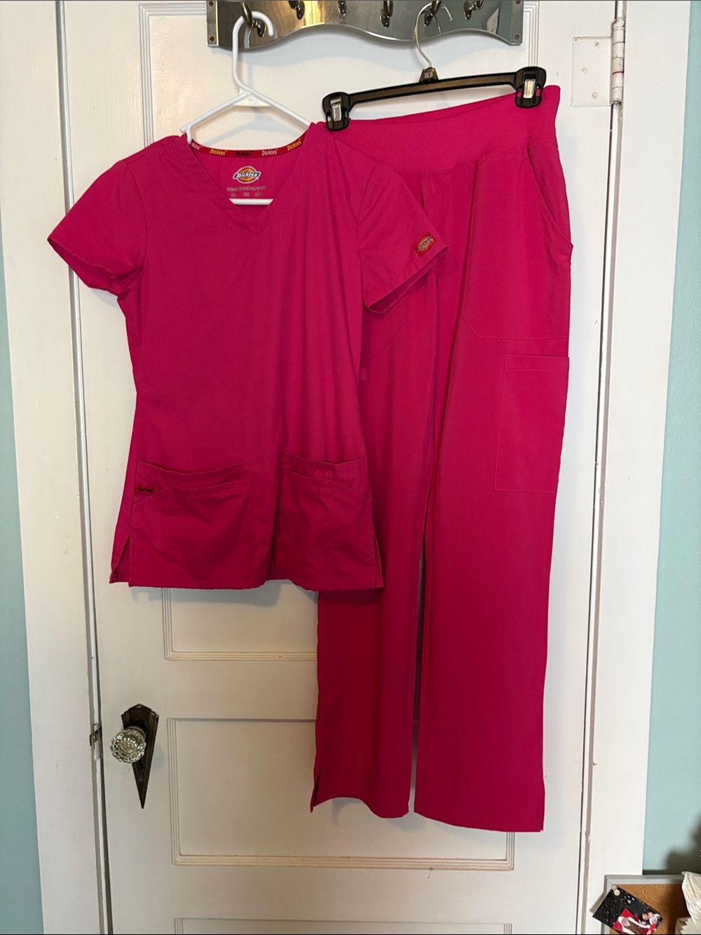 Dickies Women's Scrub Top & Cargo Pants Set - Fuchsia Size XXS